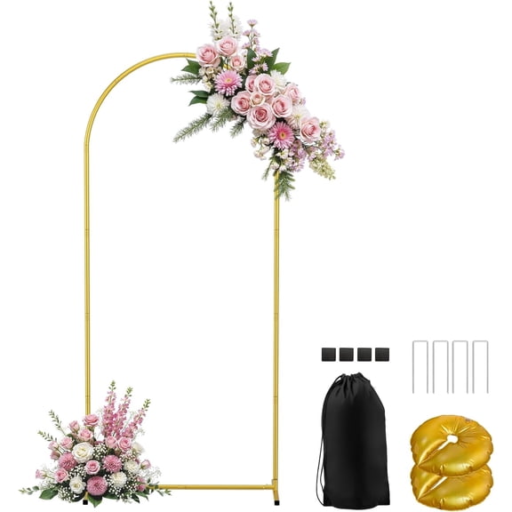 EMART Metal Arch Backdrop Stand 6ft with Ground Nails & Carry Bag, Wedding Arches Frame for Wedding Decor, Baby Shower, Birthday Party