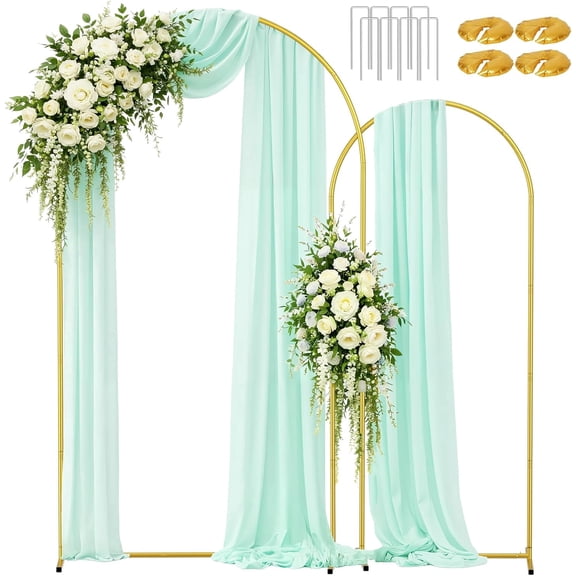 EMART Metal Arch Backdrop Stand Set of 2 (7.2ft/6ft) with 8 Ground Nails & 2 Carry Bag for Wedding Decor, Baby Shower, Birthday Party