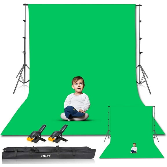 Emart Photo Video Studio 8.5x10ft Backdrop Stand, Photography Support with Cotton Green Screen Background