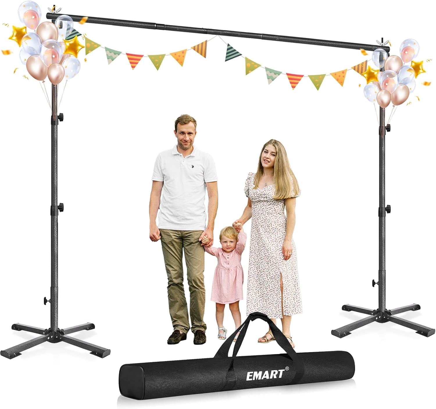 EMART Portable Backdrop Stand Kit with Foldable Cross Flat Base ...