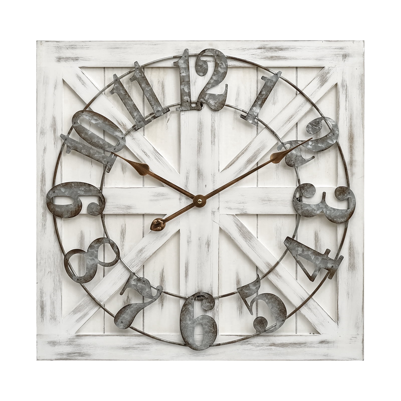 EMAX HOME 24 in Quartz Farmhouse Wall Clocks, Roman Numerals, Silent