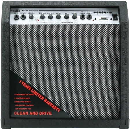 EMB GA100 500W 10" Electric Guitar Amplifier Speaker Portable Powerful Studio and Stage Cabinet PreAMP – with Built in Headphone and 2 Inputs and SD USB AUX Bluetooth (Black)