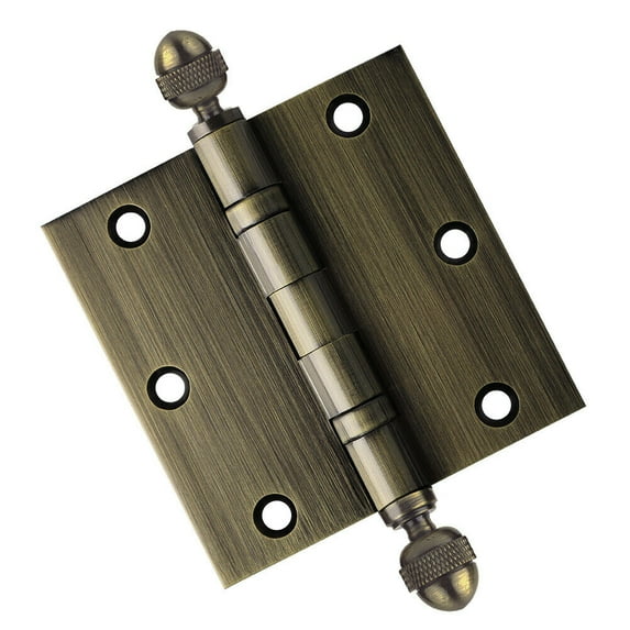 EMBASSY Door Hinge 3.5 x 3.5 Solid Brass Antique Brass with Acorn Tips