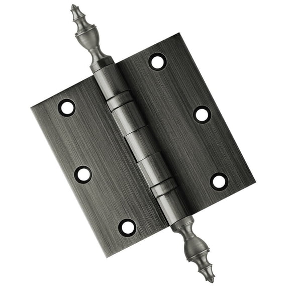 EMBASSY Door Hinge 3.5 x 3.5 Solid Brass Pewter with Urn Tips