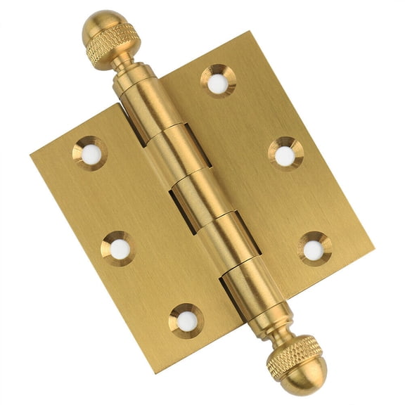 EMBASSY Door Hinge 3.5 x 3.5 Solid Brass Satin Brass with Acorn Tips