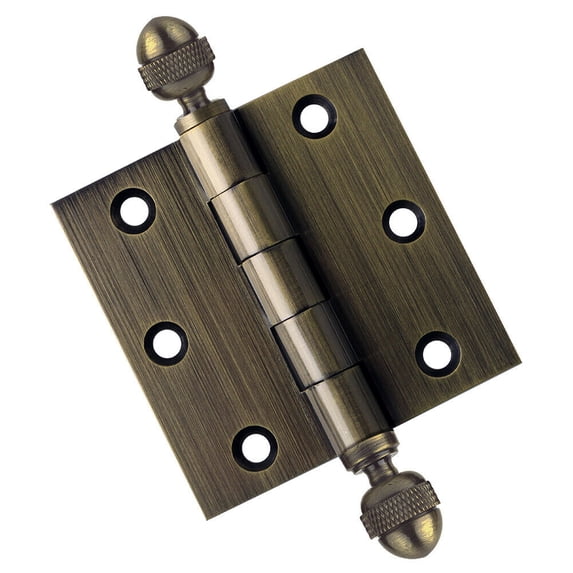 EMBASSY Door Hinge 3 x 3 Solid Brass Antique Brass with Acorn Tips