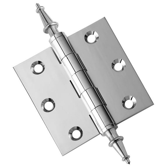 EMBASSY Door Hinge 3 x 3 Solid Brass Polished Chrome with Steeple Tips