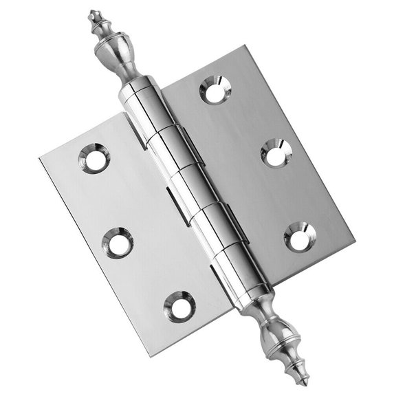 EMBASSY Door Hinge 3 x 3 Solid Brass Polished Chrome with Urn Tips