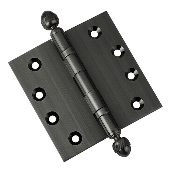 EMBASSY Door Hinge 4.5 x 4.5 Solid Brass Pewter with Acorn Tips