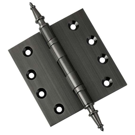 EMBASSY Door Hinge 4.5 x 4.5 Solid Brass Pewter with Steeple Tips