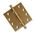 thumbnail image 1 of EMBASSY Door Hinge 4.5 x 4.5 Solid Brass Satin Brass with Ball Tips, 1 of 8