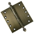 thumbnail image 1 of EMBASSY Door Hinge 4 x 4 Solid Brass Antique Brass with Acorn Tips, 1 of 7