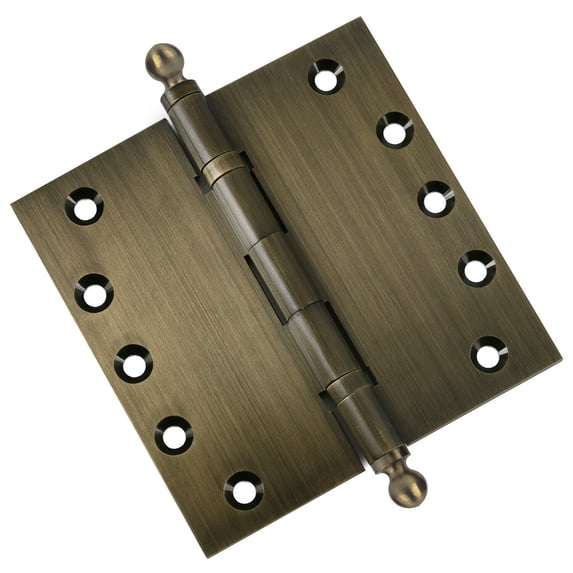 EMBASSY Door Hinge 4 x 4 Solid Brass Antique Brass with Ball Tips