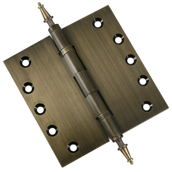 EMBASSY Door Hinge 4 x 4 Solid Brass Antique Brass with Steeple Tips