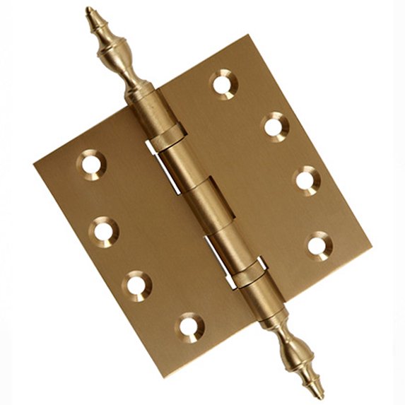EMBASSY Door Hinge 4 x 4 Solid Brass Satin Brass with Urn Tips