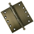 thumbnail image 1 of EMBASSY Door Hinge 5 x 5 Solid Brass Antique Brass with Ball Tips, 1 of 7