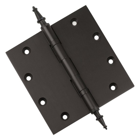 EMBASSY Door Hinge 5 x 5 Solid Brass Oil Rubbed Bronze with Steeple Tips