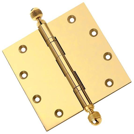 EMBASSY Door Hinge 5 x 5 Solid Brass Polished Brass with Acorn Tips