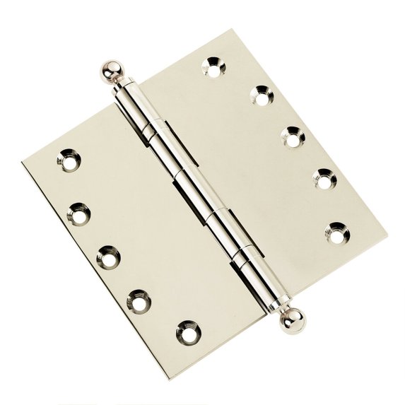 EMBASSY Door Hinge 5 x 5 Solid Brass Polished Nickel with Ball Tips