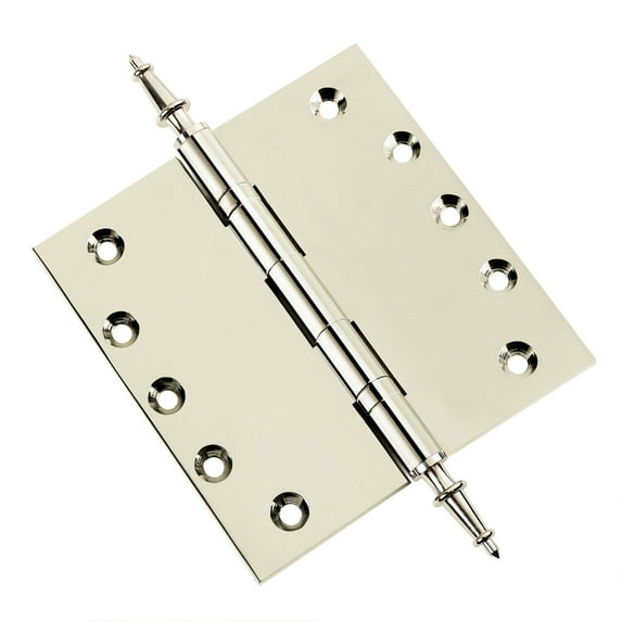 EMBASSY Door Hinge 5 x 5 Solid Brass Polished Nickel with Steeple Tips