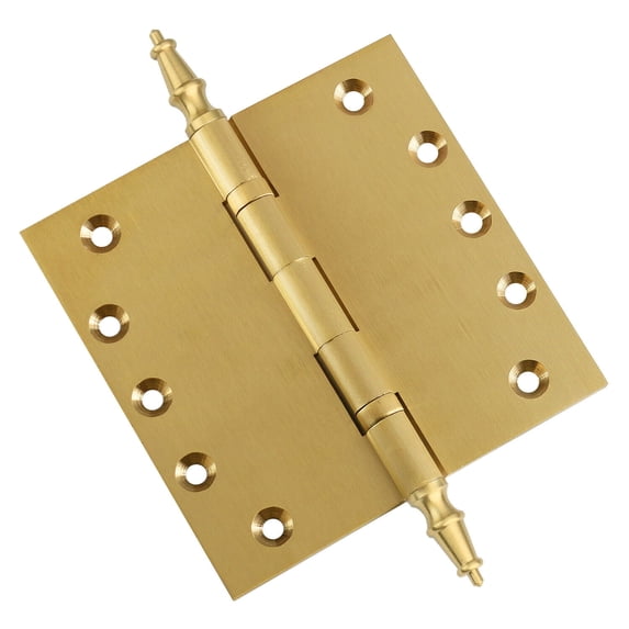 EMBASSY Door Hinge 5 x 5 Solid Brass Satin Brass with Steeple Tips