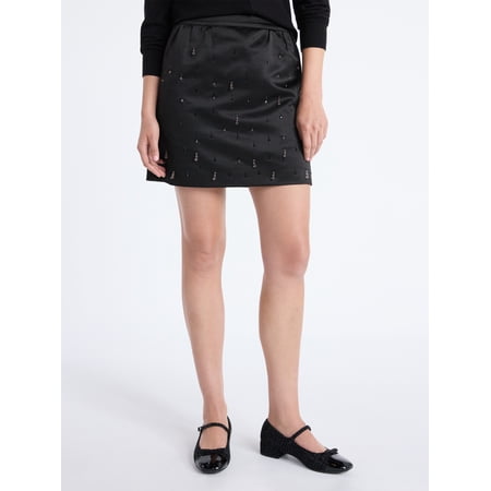 Free Assembly Women's and Women's Plus Embellished Mini Skirt, Sizes 0-26W