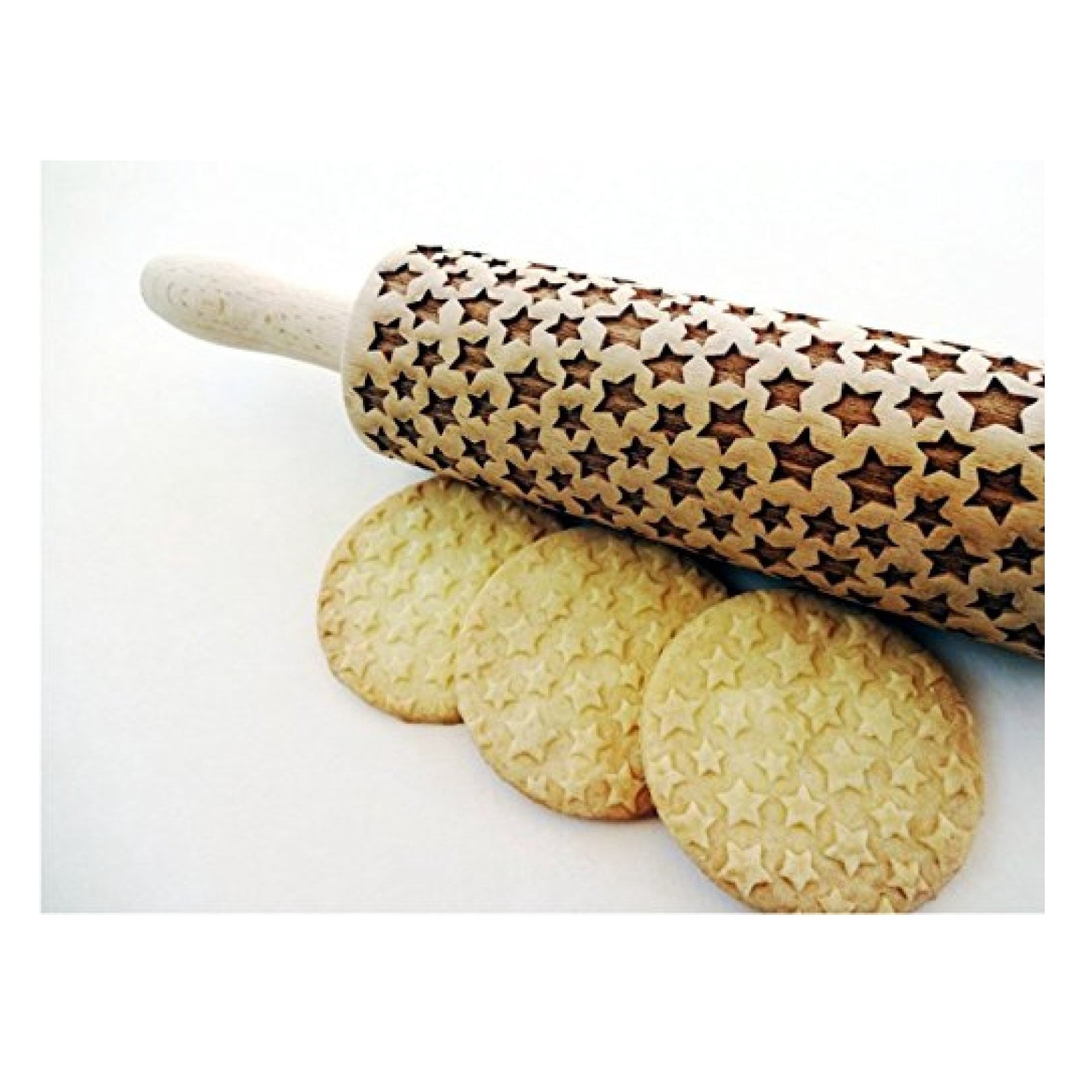 Algis Crafts Kids Embossing Rolling Pin - Laser Engraved Spring Design For Cookies & Dough