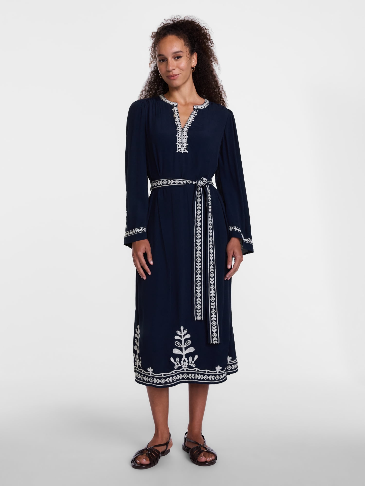Scenario Women's and Women's Plus Embroidered Tunic Midi Dress, Sizes XXS-4X