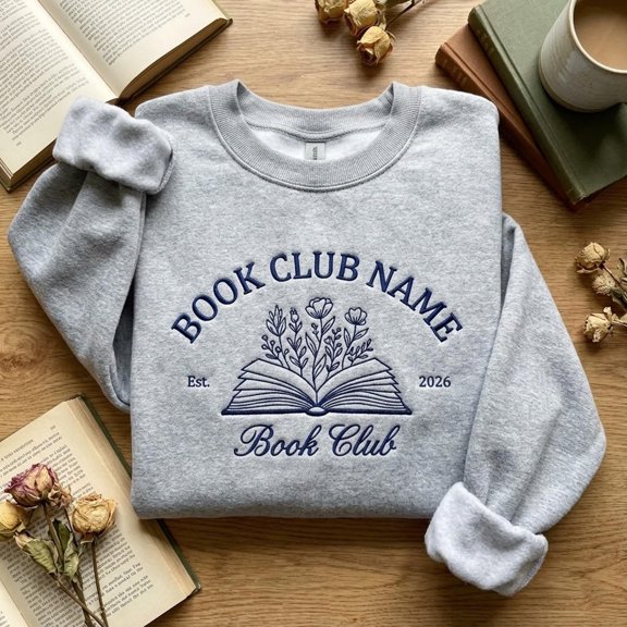 EMBROIDERED Book Club Sweatshirt, Book Club Crewneck, Reader Gift, Book Lover Shirt, Bookish Group Merch, Nerdy Shirt