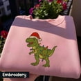 thumbnail image 1 of EMBROIDERED Christmas T-Rex Sweatshirt, Funny Dino Candy Cane Shirt, Cute Xmas Dinosaur Hoodie, Dinosaur Xmas Lights T-Rex Sweater, 1 of 5