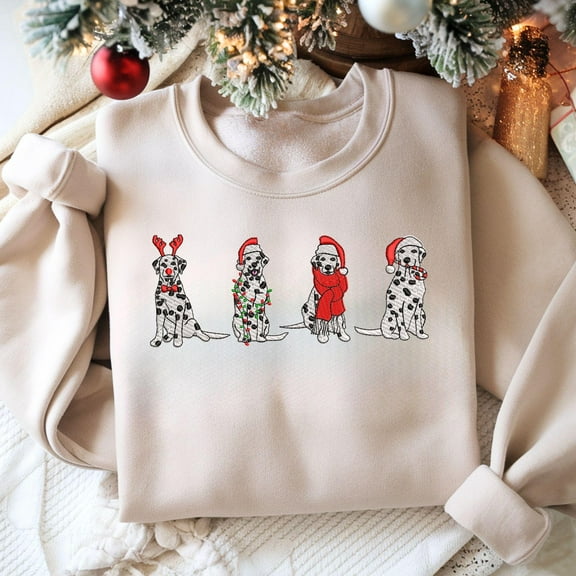 EMBROIDERED Dalmatian Dog Christmas Sweatshirt, Christmas Dog Shirt, Dog Mom Sweater, Dog Owner Christmas Gift,  Dog Lover Christmas Gift