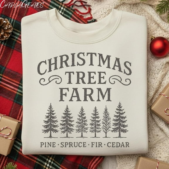 EMBROIDERED Farm Fresh Christmas Tree Shirt, Cute Holiday Sweater, Christmas Crewneck, Cozy Christmas Gift, Christmas Shirt For Women