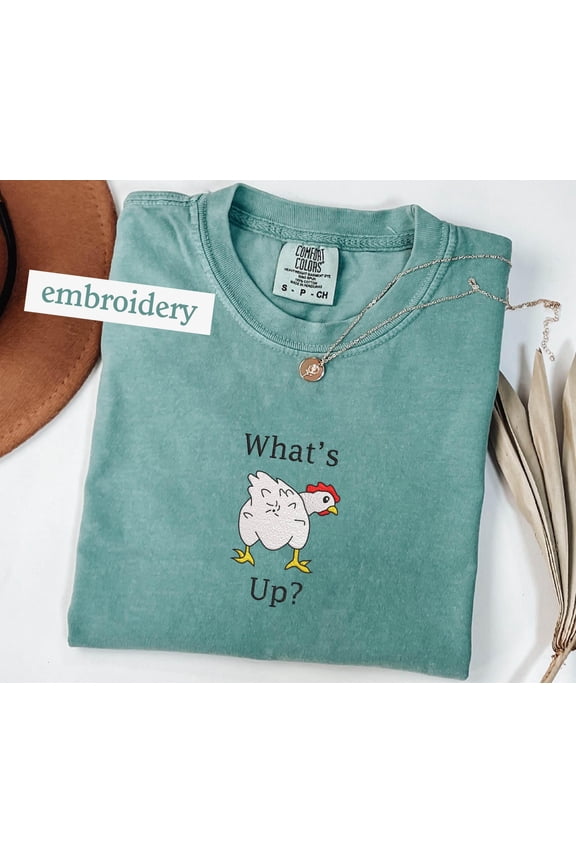 EMBROIDERED Funny Chicken Shirt, Sarcastic Animal Shirt, Guess What Chicken Butt Shirt, Funny Shirt, Sarcastic Shirt For Animal Lover