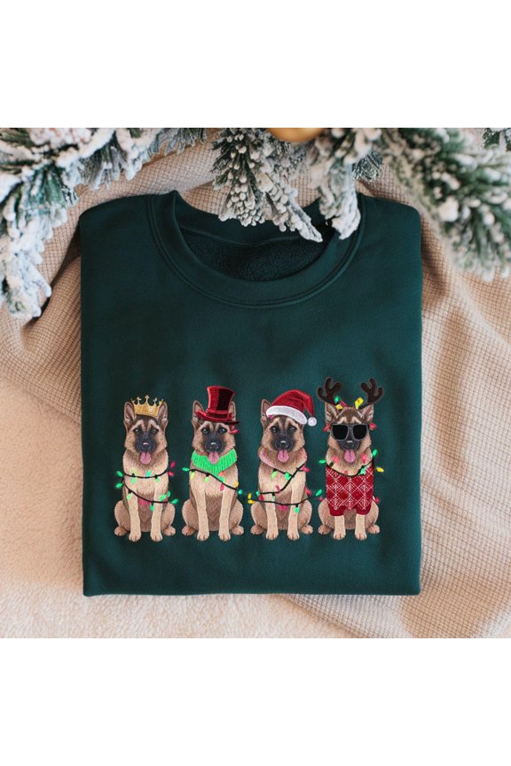 EMBROIDERED German Shepherd Xmas Sweatshirt, Christmas Dog Shirt, German Shepherd Shirt, German Shepherd Mom Shirt, Dog Lover Sweater