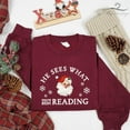 thumbnail image 1 of EMBROIDERED He Sees What You've Been Reading Santa Sweatshirt, Funny Bookish Christmas Santa Sweater, Funny Book Lover Gift, Xmas Sweatshirt, 1 of 4