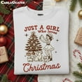 thumbnail image 1 of EMBROIDERED Just A Girl Who Love Christmas Shirt, Girls Christmas Tee, Funny Winter Christmas Tee, Xmas Gift, Embroidered Christmas Shirt, 1 of 5