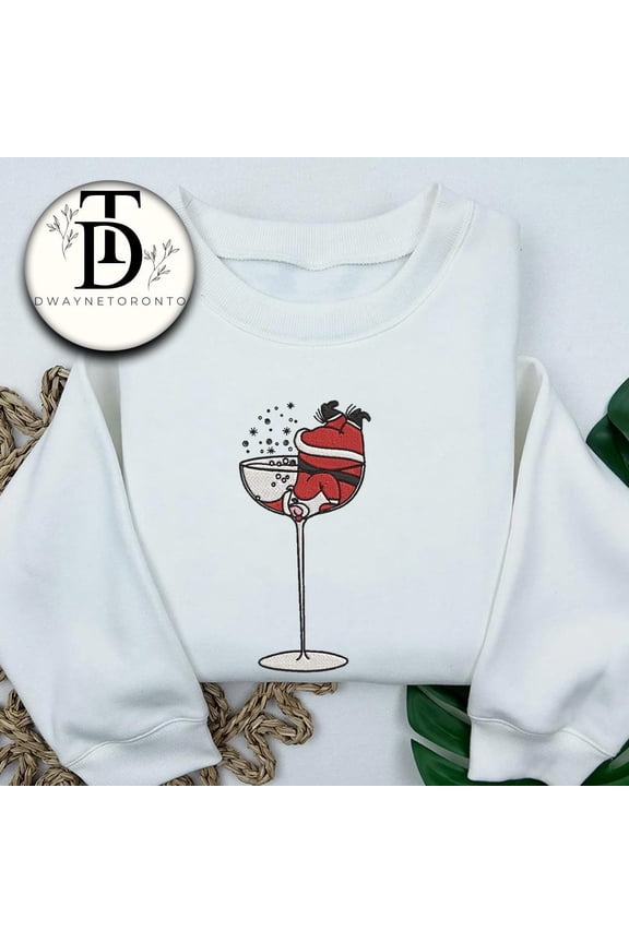 EMBROIDERED Santa Drunk Funny Christmas Shirt, Christmas Drinking Shirt, Santa Claus Embroidery Sweatshirt, EMBROIDERED Holiday Xmas Shirt