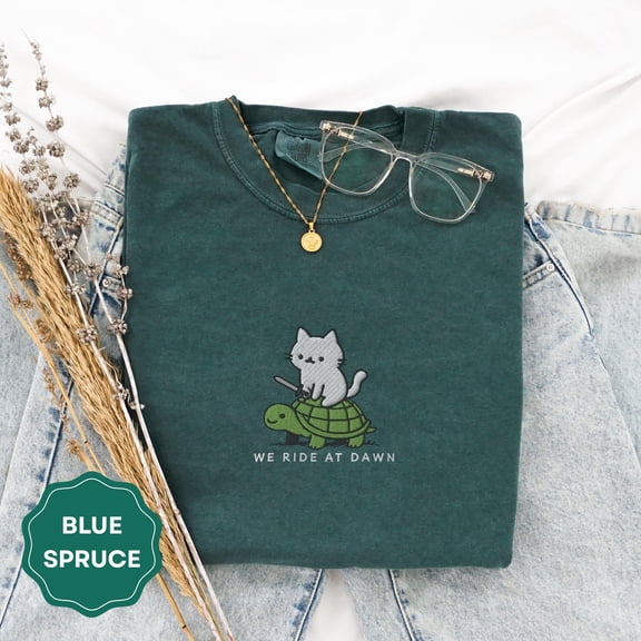 EMBROIDERED We Ride at Dawn Comfort Colors® Shirt Funny Ren Faire Tshirt Vintage Animal T-shirt Fantasy Gift for Her Medieval Aesthetic Tee