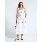 Free Assembly Women's and Women's Plus Embroidered Cotton Sleeveless Maxi Dress, Sizes XS-4X