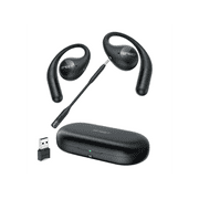 EMEET Airflow Black Open-Ear Headsets with Detachable Boompole and Uplink Noise Cancellation, Bluetooth 5.3, and Dongle Multipoint Pairing, Lightweight and Comfortable for long-term calling at