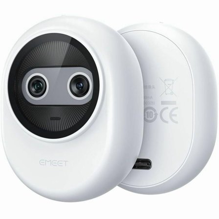 EMEET Piko (White), Dual-lens Webcam with one 4K Image Collection Lens and one AI Assist Lens, Boosting color accuracy, face recognition