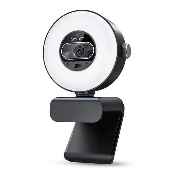 EMEET S600L 4K Webcam for Streaming with Ring Light, 4 Lighting Modes, Rainbow Effect, 1/2" Sensor, AI Imaging, 0.2S PDAF, 2 Mics, Dial Control, 4K Webcam with Light for OBS/Twitch/YouTube/Zoom/PC/Ma
