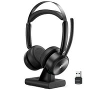 EMEET Wireless Headset, 46 Hrs Work Time, Charging Base, Mute Button, for PC/Zoom/Skype