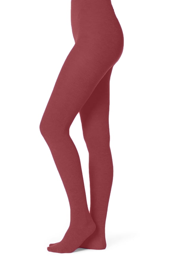 Girls' Kids Children's Junior's Flat Knit Cotton Sweater Winter School Uniform Opaque Footed Tights Hosiery Stockings Cranberry 8-10