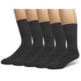thumbnail image 1 of EMEM Apparel Men's Big and Tall King Size Diabetic Circulatory Non-Binding Top Loose Top Casual Dress Crew Mid Calf Cotton Seamless Toe Hosiery Socks 5-Pack Black 13-15, 1 of 5
