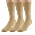 thumbnail image 1 of EMEM Apparel Men's Big and Tall King Size Casual Soft Ribbed Cotton Knit Classic Mid Calf Crew Dress Hosiery Socks 3-Pack Khaki 13-15, 1 of 5
