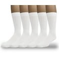 thumbnail image 1 of EMEM Apparel Men's Big and Tall King Size Casual Soft Ribbed Cotton Knit Classic Mid Calf Crew Dress Hosiery Socks 5-Pack White 13-15, 1 of 5