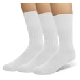 thumbnail image 1 of EMEM Apparel Men's Diabetic Circulatory Non-Binding Top Loose Top Casual Dress Crew Mid Calf Cotton Seamless Toe Hosiery Socks 3-Pack White 9-11, 1 of 5