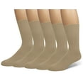 thumbnail image 1 of EMEM Apparel Men's Diabetic Circulatory Non-Binding Top Loose Top Casual Dress Crew Mid Calf Cotton Seamless Toe Hosiery Socks 5-Pack Khaki 10-13, 1 of 5