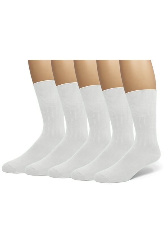 Women's Diabetic Circulatory Non-Binding Top Loose Top Casual Dress Crew Mid Calf Cotton Seamless Toe Hosiery Socks White 9-11